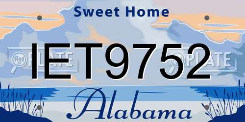 IET9752 Alabama License Plate