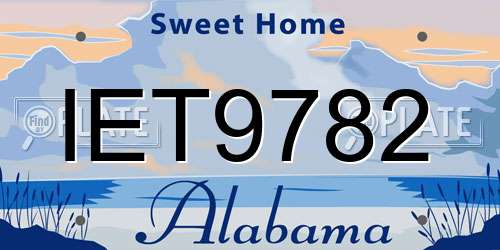 IET9782 Alabama License Plate