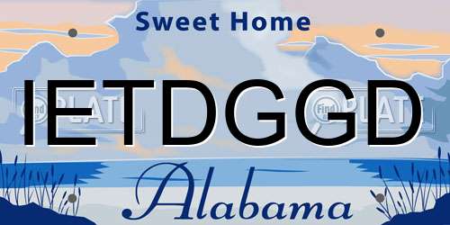 IETDGGD Alabama License Plate