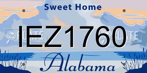 IEZ1760 Alabama License Plate