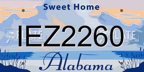 IEZ2260 Alabama License Plate