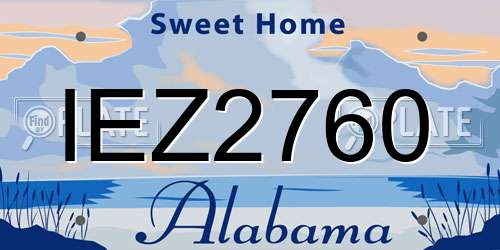 IEZ2760 Alabama License Plate