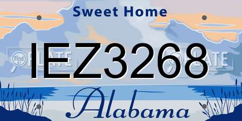 IEZ3268 Alabama License Plate