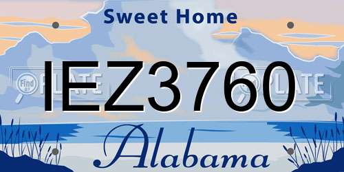 IEZ3760 Alabama License Plate