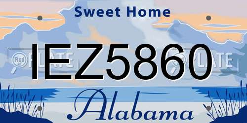 IEZ5860 Alabama License Plate