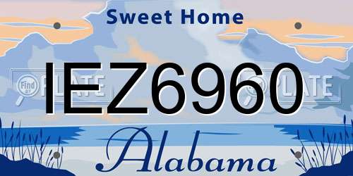 IEZ6960 Alabama License Plate