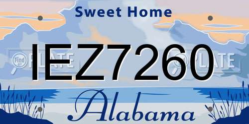 IEZ7260 Alabama License Plate