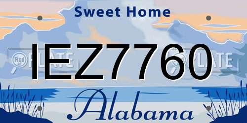 IEZ7760 Alabama License Plate