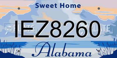 IEZ8260 Alabama License Plate