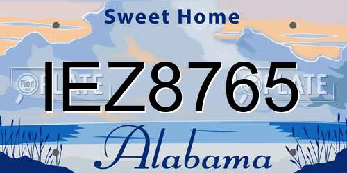 IEZ8765 Alabama License Plate