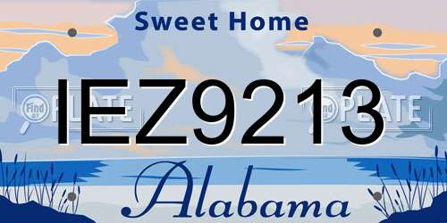 IEZ9213 Alabama License Plate