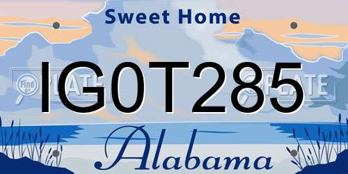 IG0T285 Alabama License Plate
