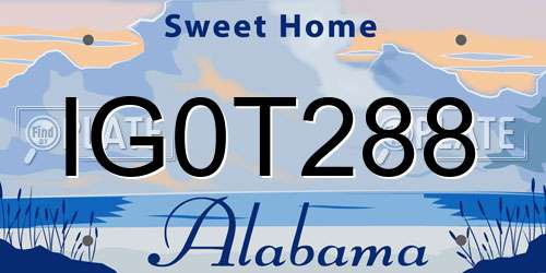 IG0T288 Alabama License Plate