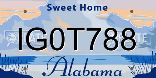 IG0T788 Alabama License Plate