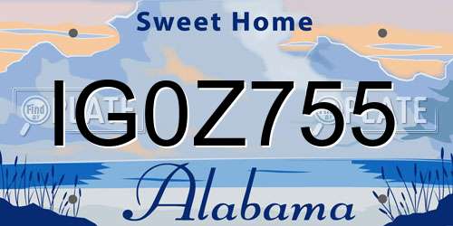 IG0Z755 Alabama License Plate