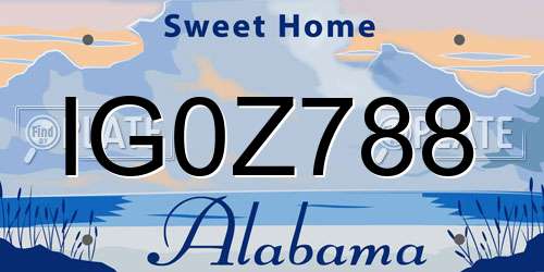 IG0Z788 Alabama License Plate