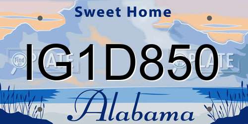IG1D850 Alabama License Plate