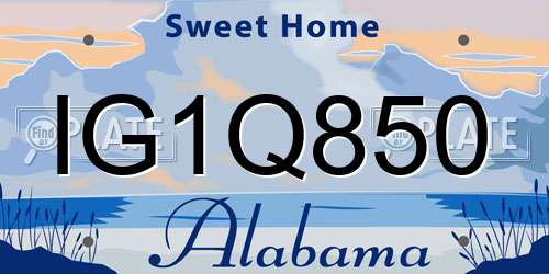 IG1Q850 Alabama License Plate