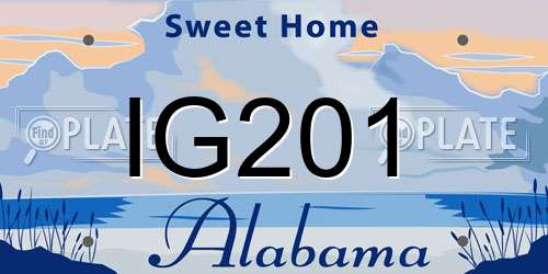 IG201 Alabama License Plate