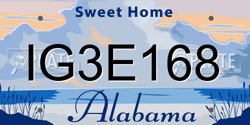 IG3E168 Alabama License Plate