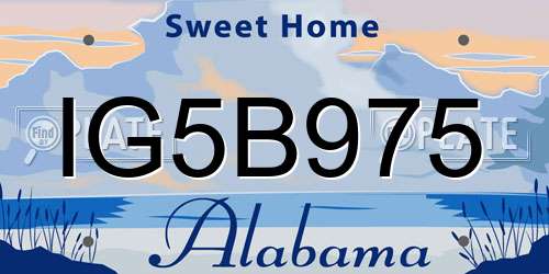 IG5B975 Alabama License Plate