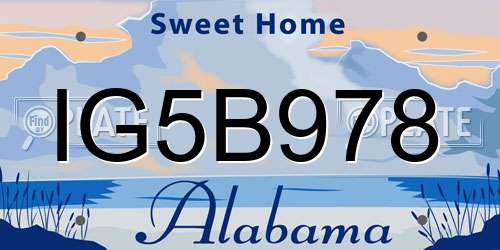 IG5B978 Alabama License Plate