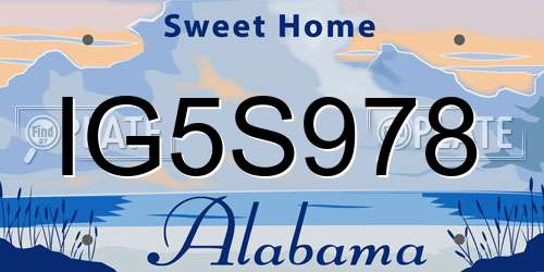 IG5S978 Alabama License Plate