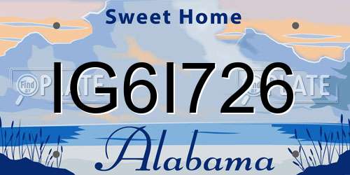 IG6I726 Alabama License Plate