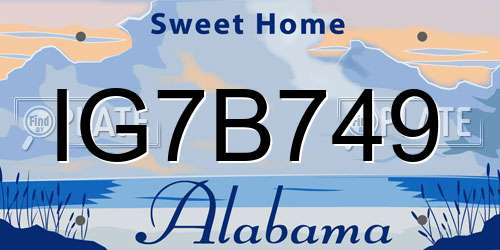 IG7B749 Alabama License Plate