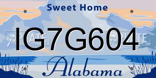 IG7G604 Alabama License Plate