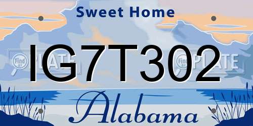 IG7T302 Alabama License Plate