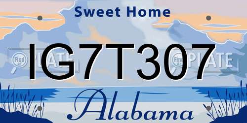 IG7T307 Alabama License Plate