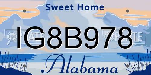 IG8B978 Alabama License Plate
