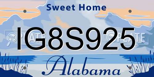 IG8S925 Alabama License Plate