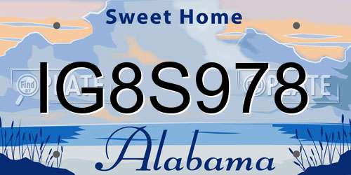 IG8S978 Alabama License Plate