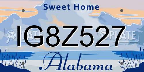 IG8Z527 Alabama License Plate