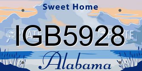 IGB5928 Alabama License Plate