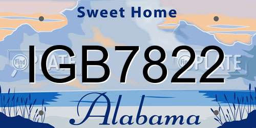 IGB7822 Alabama License Plate