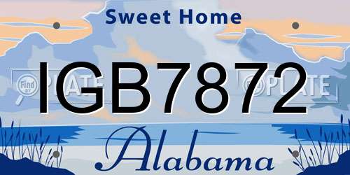 IGB7872 Alabama License Plate
