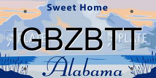 IGBZBTT Alabama License Plate