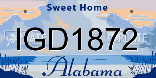 IGD1872 Alabama License Plate