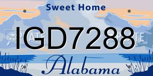 IGD7288 Alabama License Plate