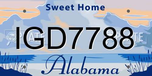 IGD7788 Alabama License Plate