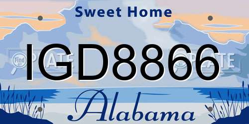 IGD8866 Alabama License Plate