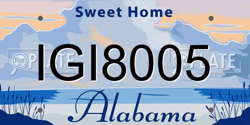 IGI8005 Alabama License Plate