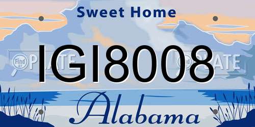 IGI8008 Alabama License Plate