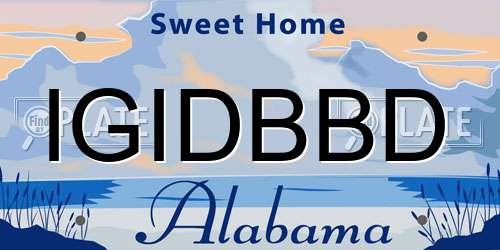 IGIDBBD Alabama License Plate
