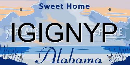 IGIGNYP Alabama License Plate