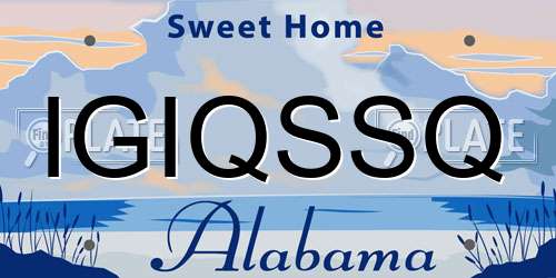 IGIQSSQ Alabama License Plate