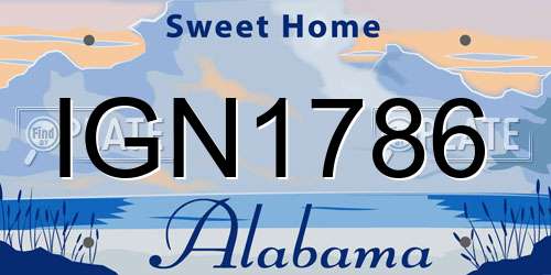 IGN1786 Alabama License Plate